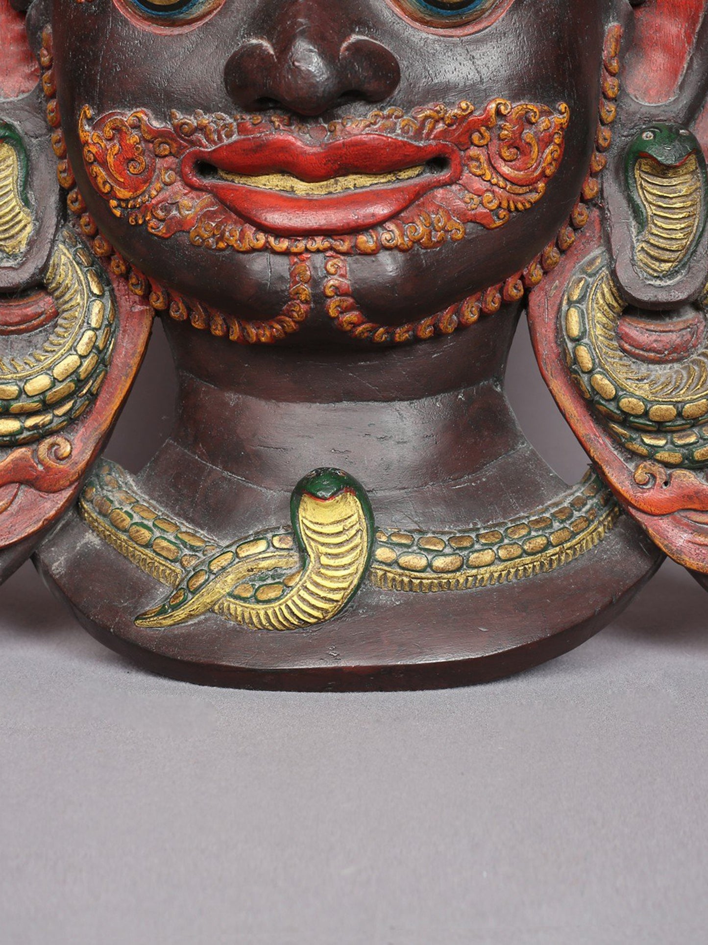 17" Superfine Wooden Bhairava Mask From Nepal | Handmade | Wooden Mask