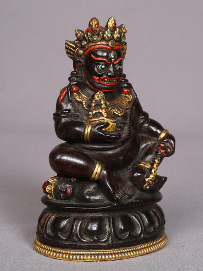 5" Wooden Small Superfine Black Mahakala Statue | Handmade Idol | Wooden Statue