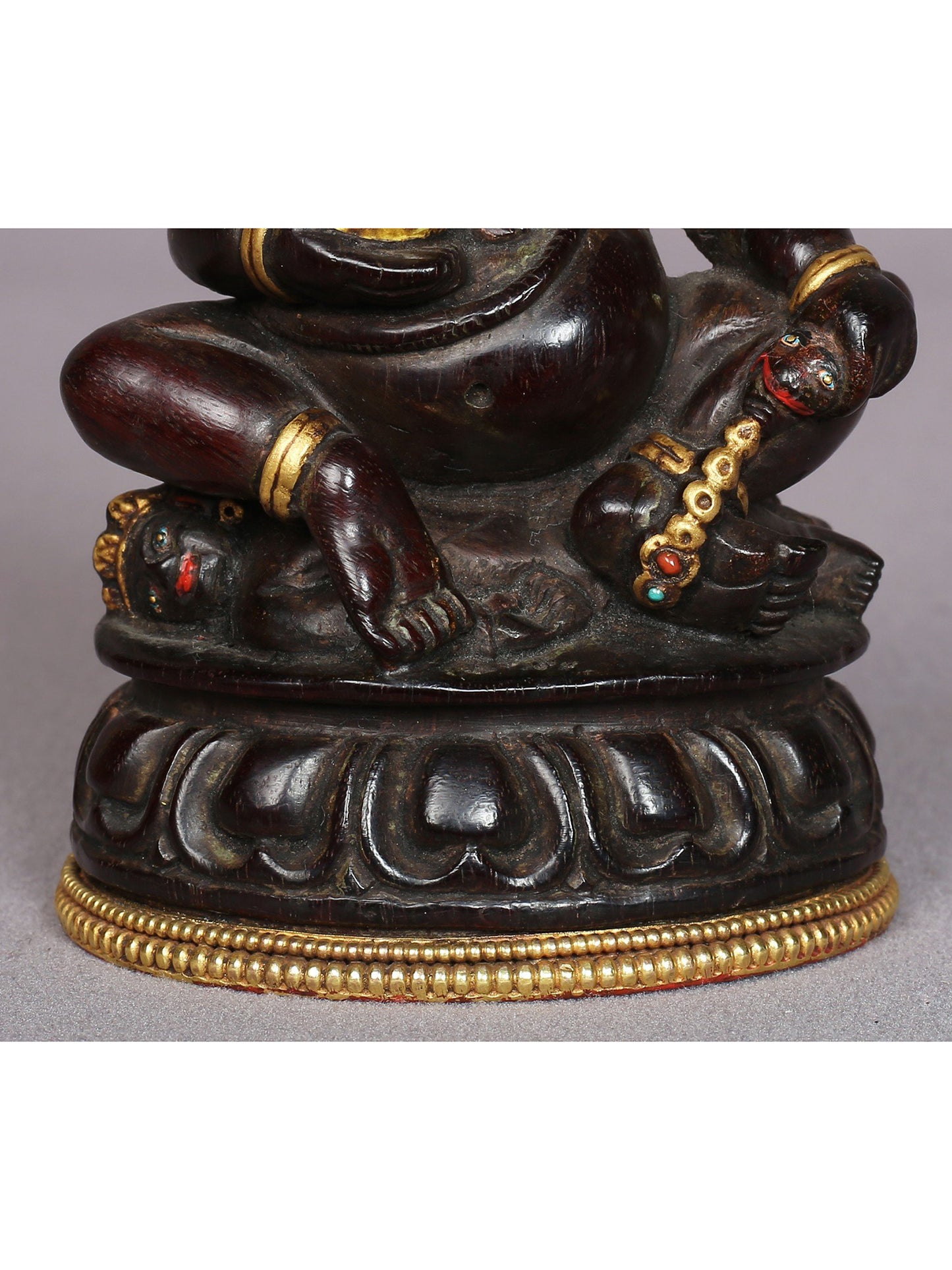 5" Wooden Small Superfine Black Mahakala Statue | Handmade Idol | Wooden Statue