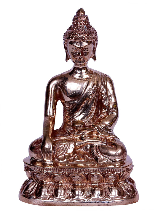 3" Bronze Lord Buddha Statue in Bhumi-Sparsha Mudra | Handmade