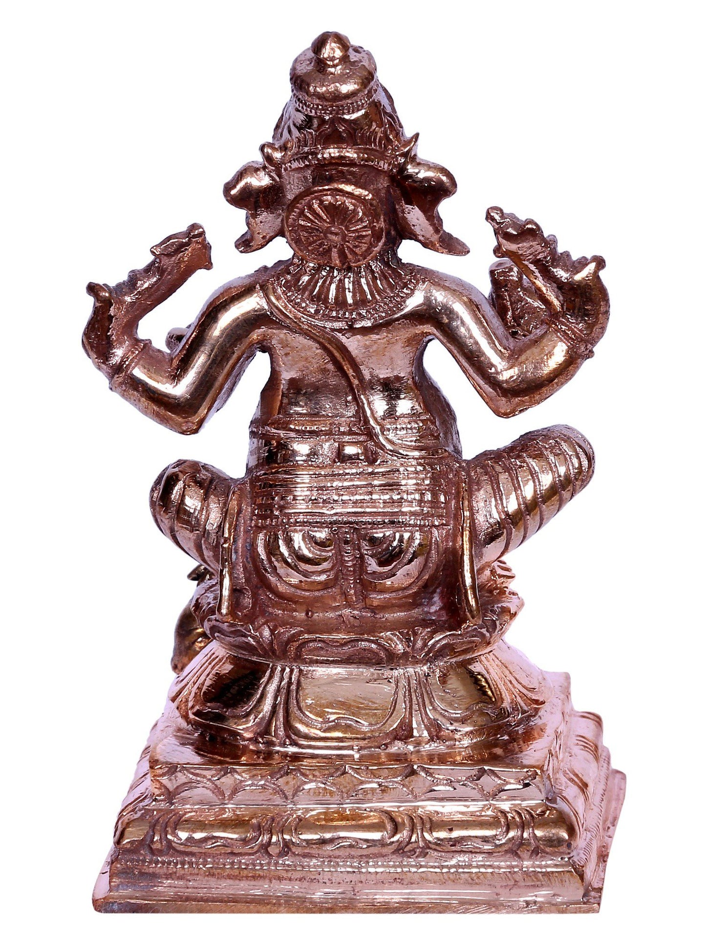 3" Bronze Sitting Four Hands Lord Ganesha Sculpture | Handmade