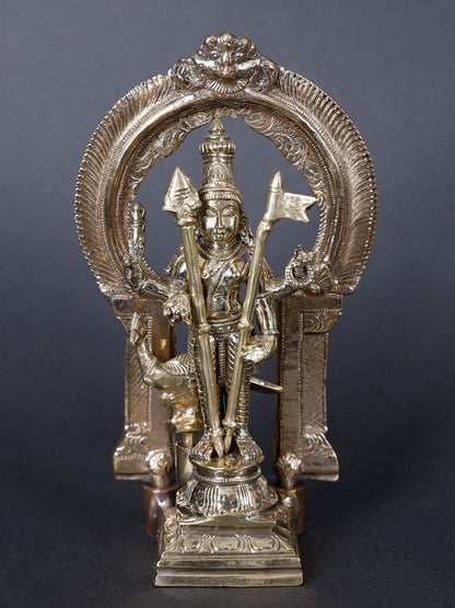 7" Standing Lord Murugan Bronze Statue with Throne | Handmade