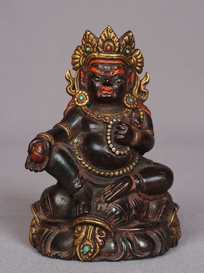 4" Small Wooden Lord Kubera Statue | Handmade Idol | Wooden Figurine