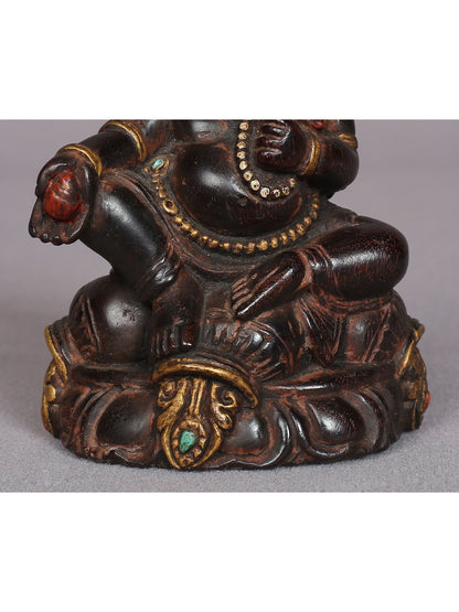 4" Small Wooden Lord Kubera Statue | Handmade Idol | Wooden Figurine