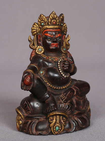 4" Small Wooden Lord Kubera Statue | Handmade Idol | Wooden Figurine