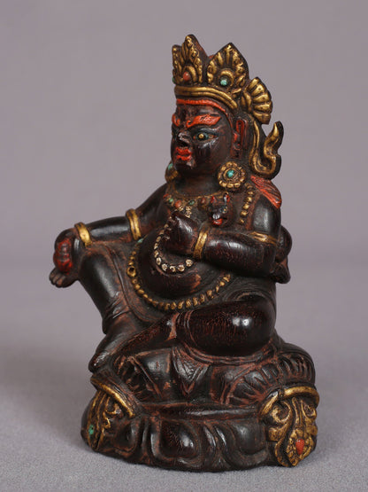 4" Small Wooden Lord Kubera Statue | Handmade Idol | Wooden Figurine