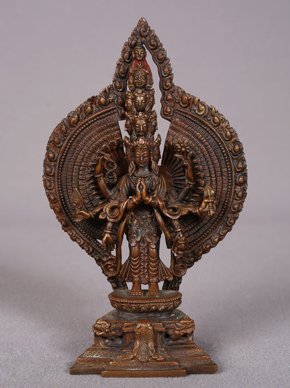 4" Small Superfine Thousand Armed Avalokiteshvara Copper Statue | Handmade | Buddhist Statue