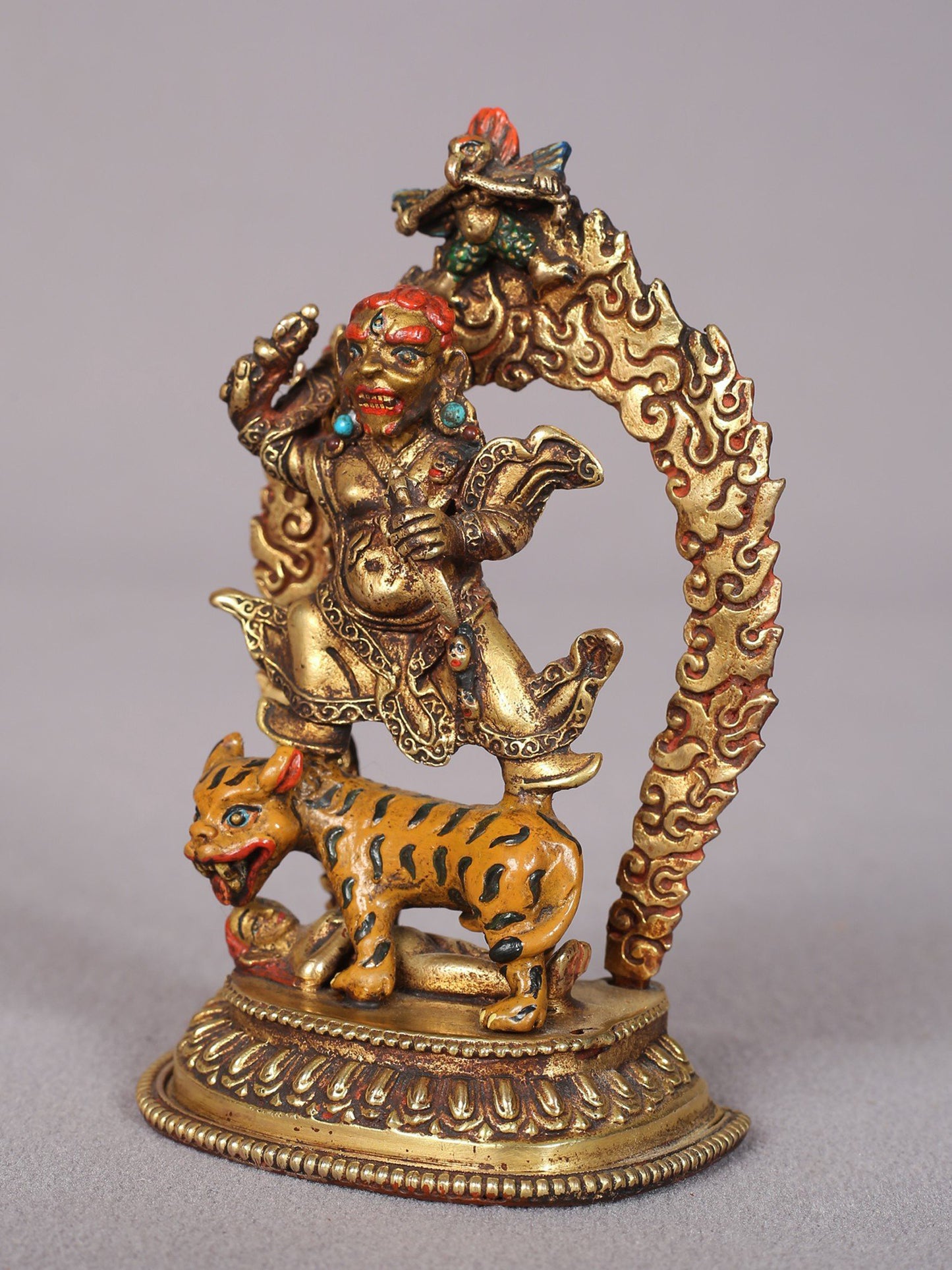 4" Small Superfine Tibetan Buddhist Deity Vajrapani Copper Statue | Handmade | Buddhist Statue