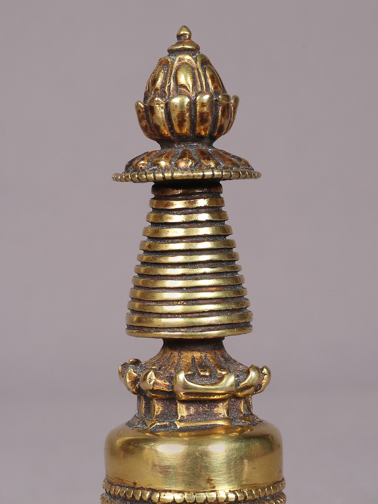 4" Small Superfine Stupa In Copper With Gold Plated | Handmade | Copper Figurine