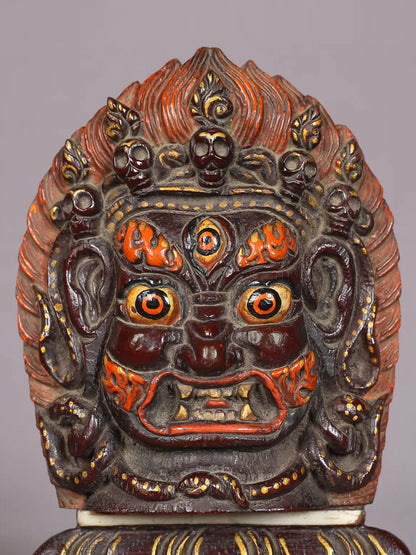 7" Superfine Wooden Bhairava Mask | Handmade Wooden Mask | Wooden Sculpture