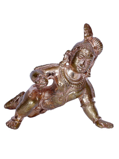 3" Bronze Crawling Krishna (Laddu Gopal) Statue | Handmade