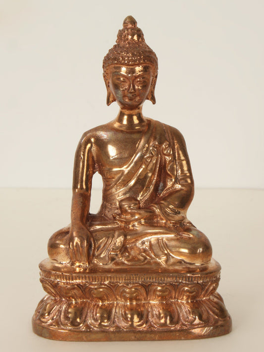 3" Small Bronze Lord Buddha Idol in Bhumi-Sparsha Mudra | Handmade