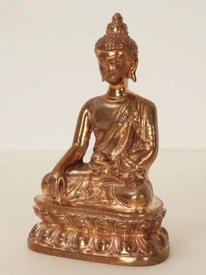 3" Small Bronze Lord Buddha Idol in Bhumi-Sparsha Mudra | Handmade