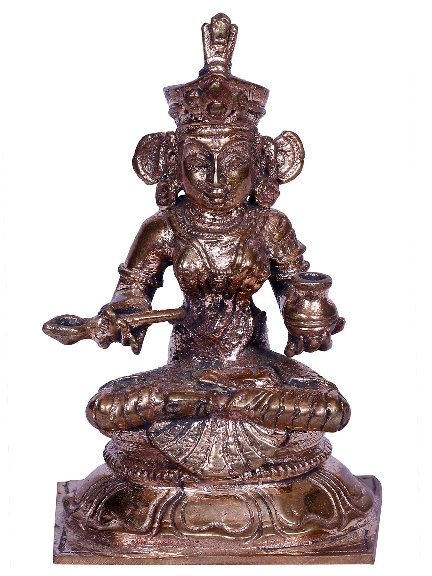 3" Bronze Devi Annapurna Sculpture (Goddess of Food and Nourishment)