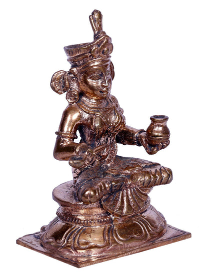 3" Bronze Devi Annapurna Sculpture (Goddess of Food and Nourishment)