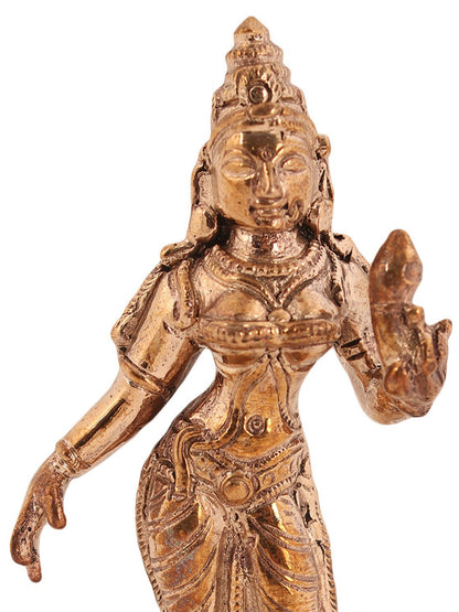 5" Small Bronze Lord Murugan Statue with Devasena and Valli | Handmade