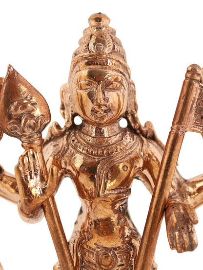 5" Small Bronze Lord Murugan Statue with Devasena and Valli | Handmade