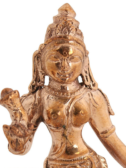 5" Small Bronze Lord Murugan Statue with Devasena and Valli | Handmade