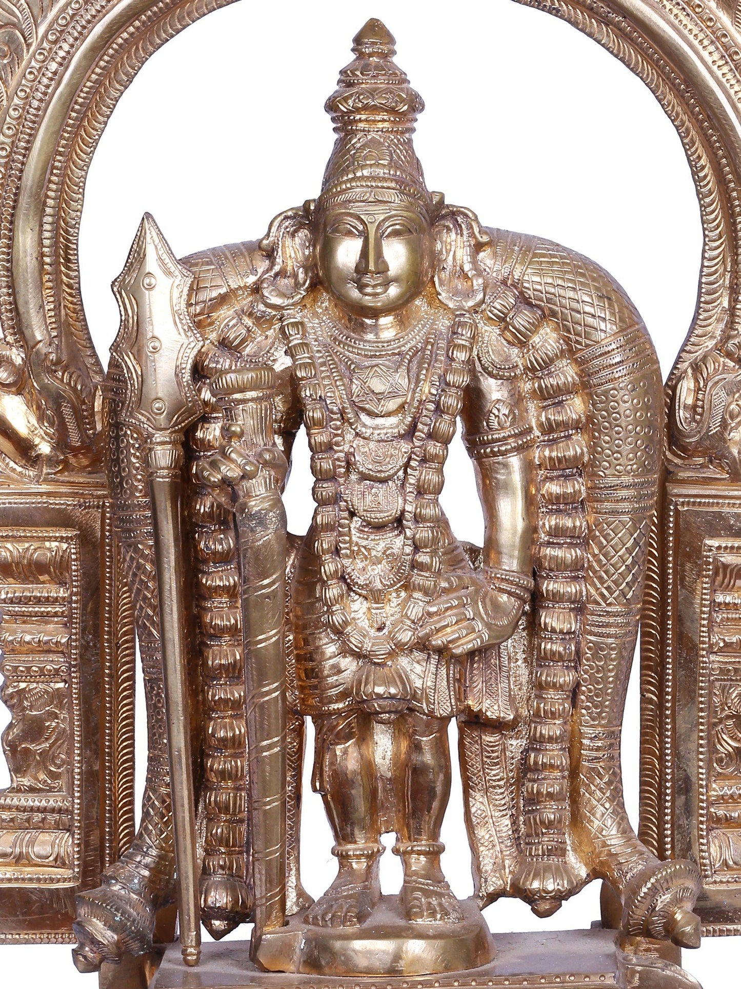 17" Standing Lord Murugan Bronze Statue with Throne | Handmade