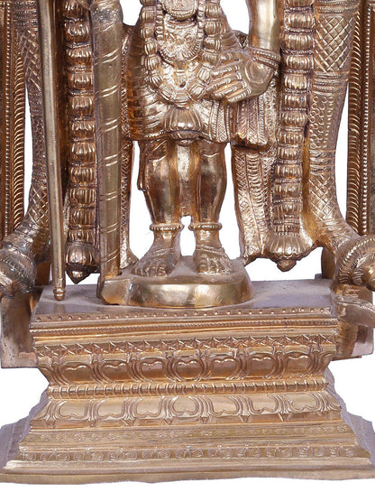 17" Standing Lord Murugan Bronze Statue with Throne | Handmade