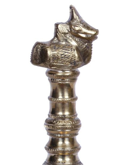 7" Pooja Bell With Seated Nandi On Top In Brass | Handmade Brass Bell For Gifting