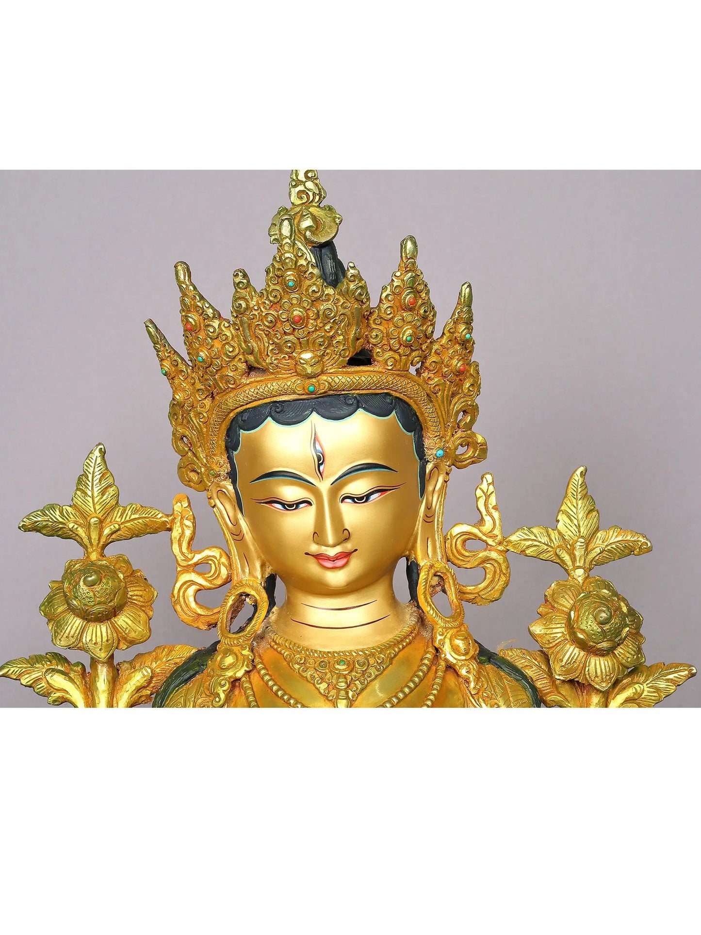 19" Goddess White Tara Copper Statue | Handmade Goddess Tara Figurine | Copper Idol From Nepal