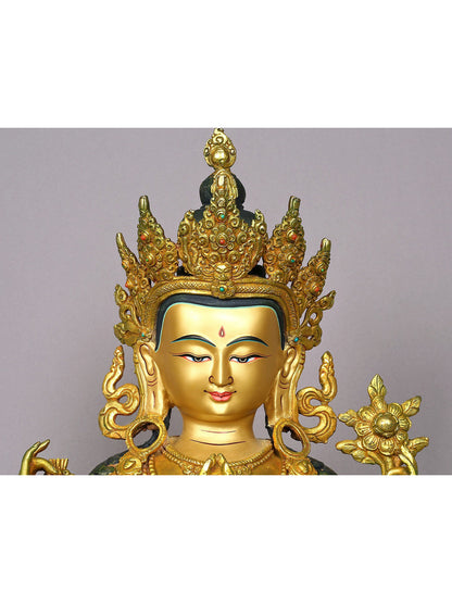 19" Avalokiteshvara Gilded Copper Statue From Nepal | Handmade | Buddhist Statue