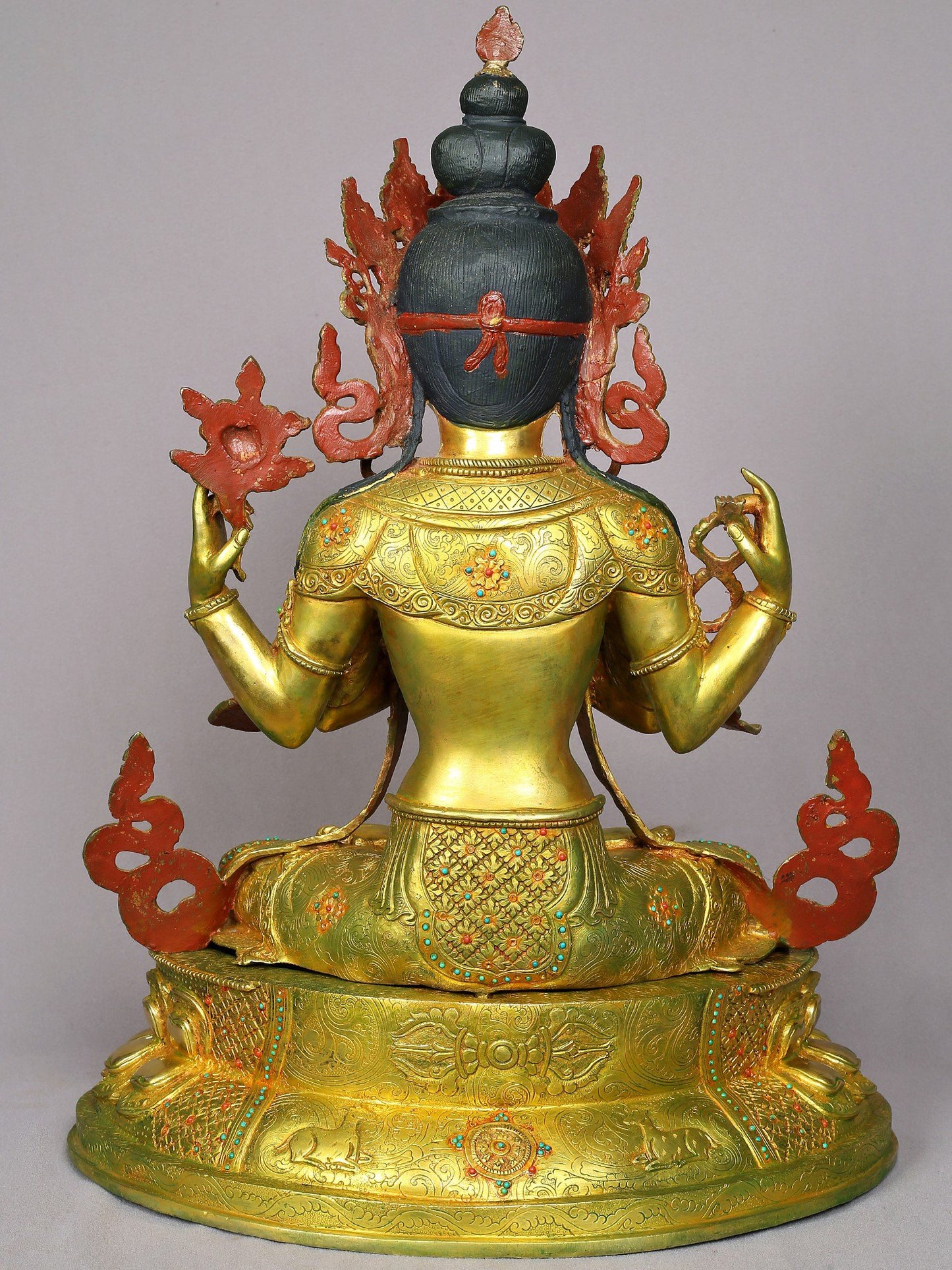 19" Avalokiteshvara Gilded Copper Statue From Nepal | Handmade | Buddhist Statue