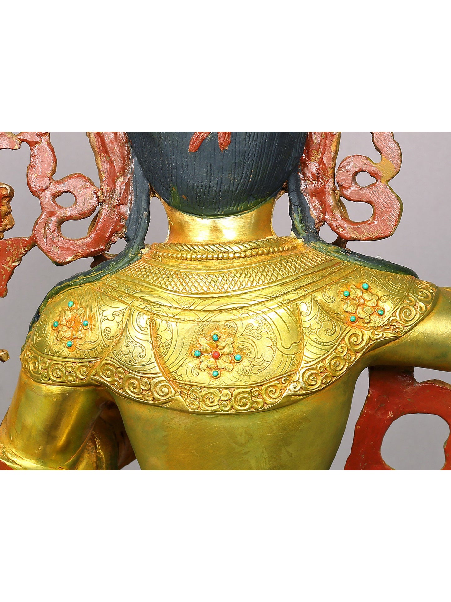 19" Manjushri Idol With Sword | Handmade Buddhist Idol | Nepalese Gilded Copper Statue