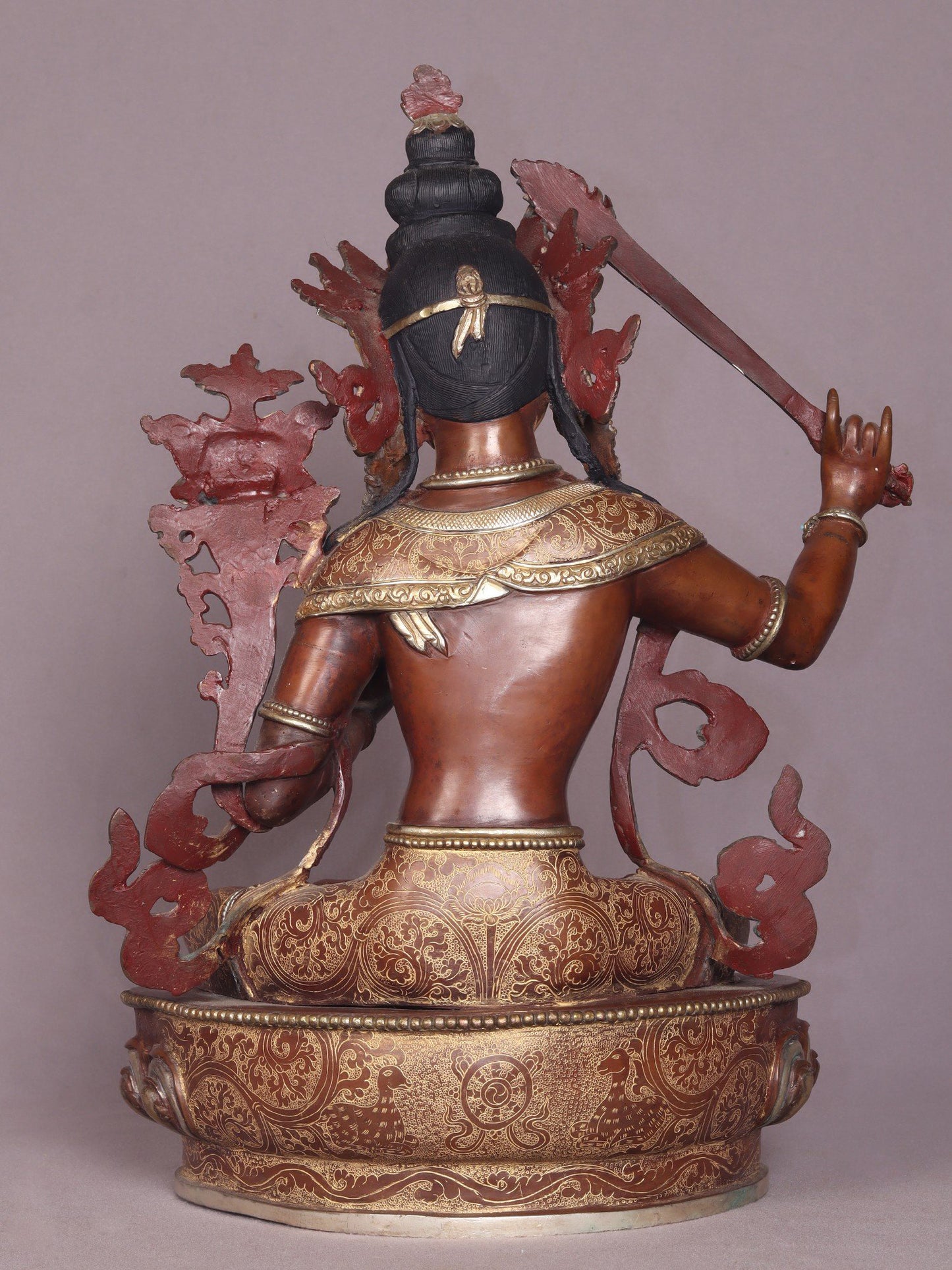 15" Manjushri Copper Statue From Nepal | Handmade | Buddhist Deity Copper Idols