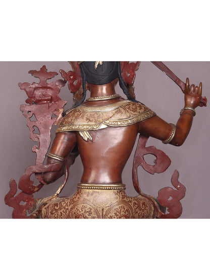 15" Manjushri Copper Statue From Nepal | Handmade | Buddhist Deity Copper Idols