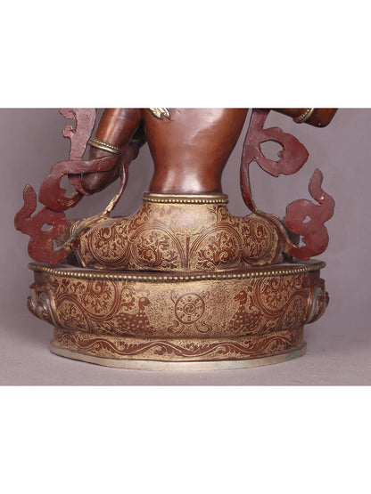 15" Manjushri Copper Statue From Nepal | Handmade | Buddhist Deity Copper Idols