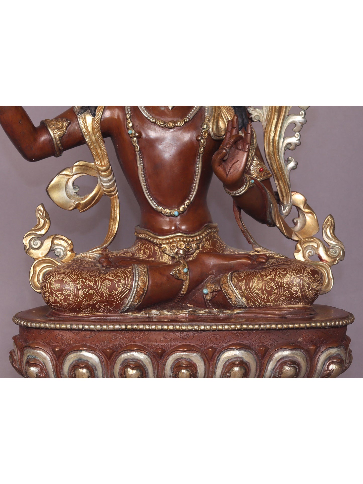 15" Manjushri Copper Statue From Nepal | Handmade | Buddhist Deity Copper Idols