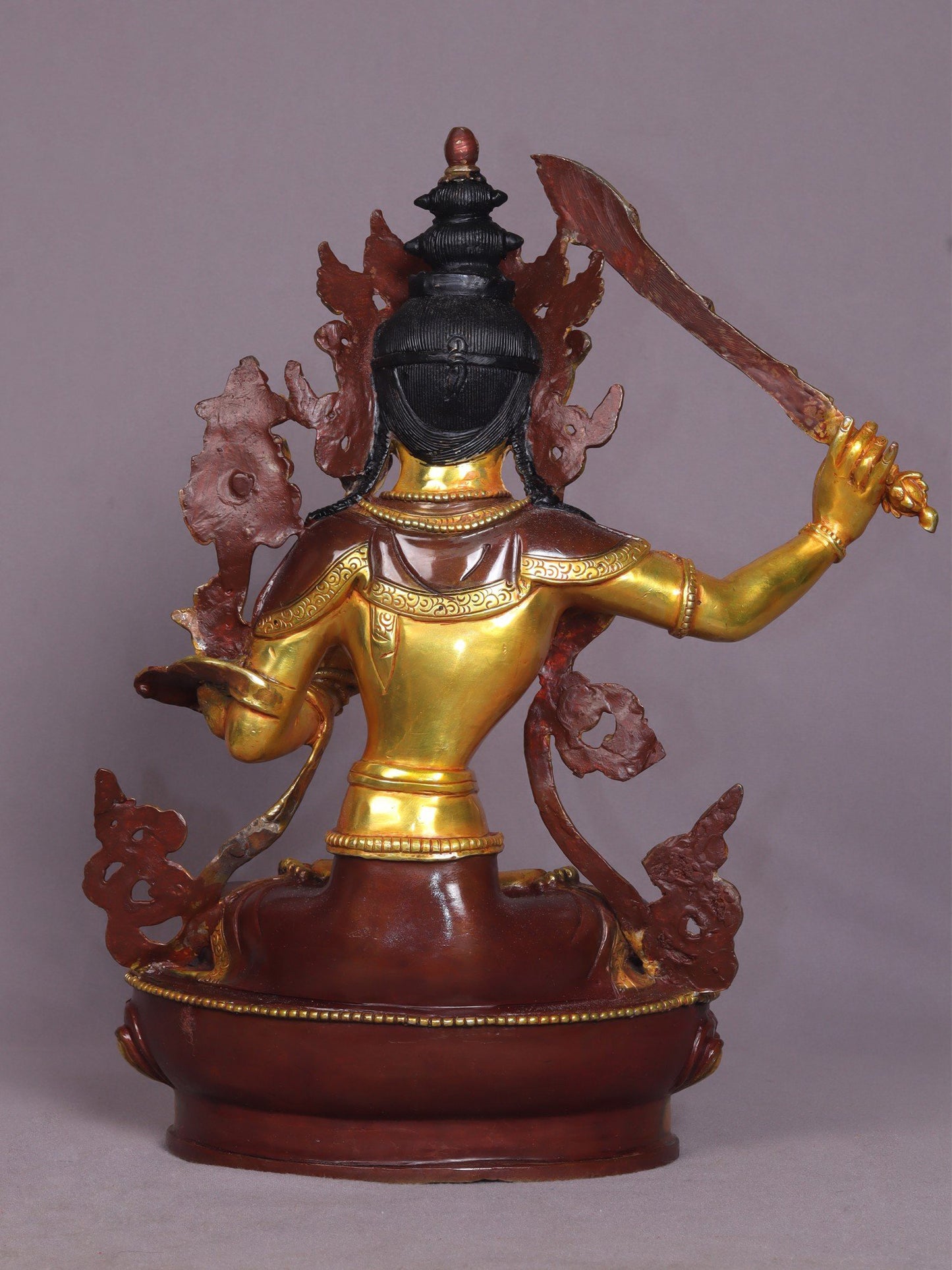 13" Manjushri Copper Statue From Nepal | Handmade | Tibetan Buddhist Deity Idols