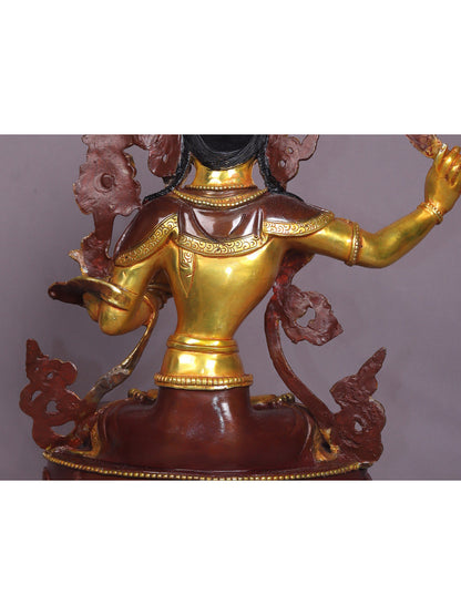 13" Manjushri Copper Statue From Nepal | Handmade | Tibetan Buddhist Deity Idols