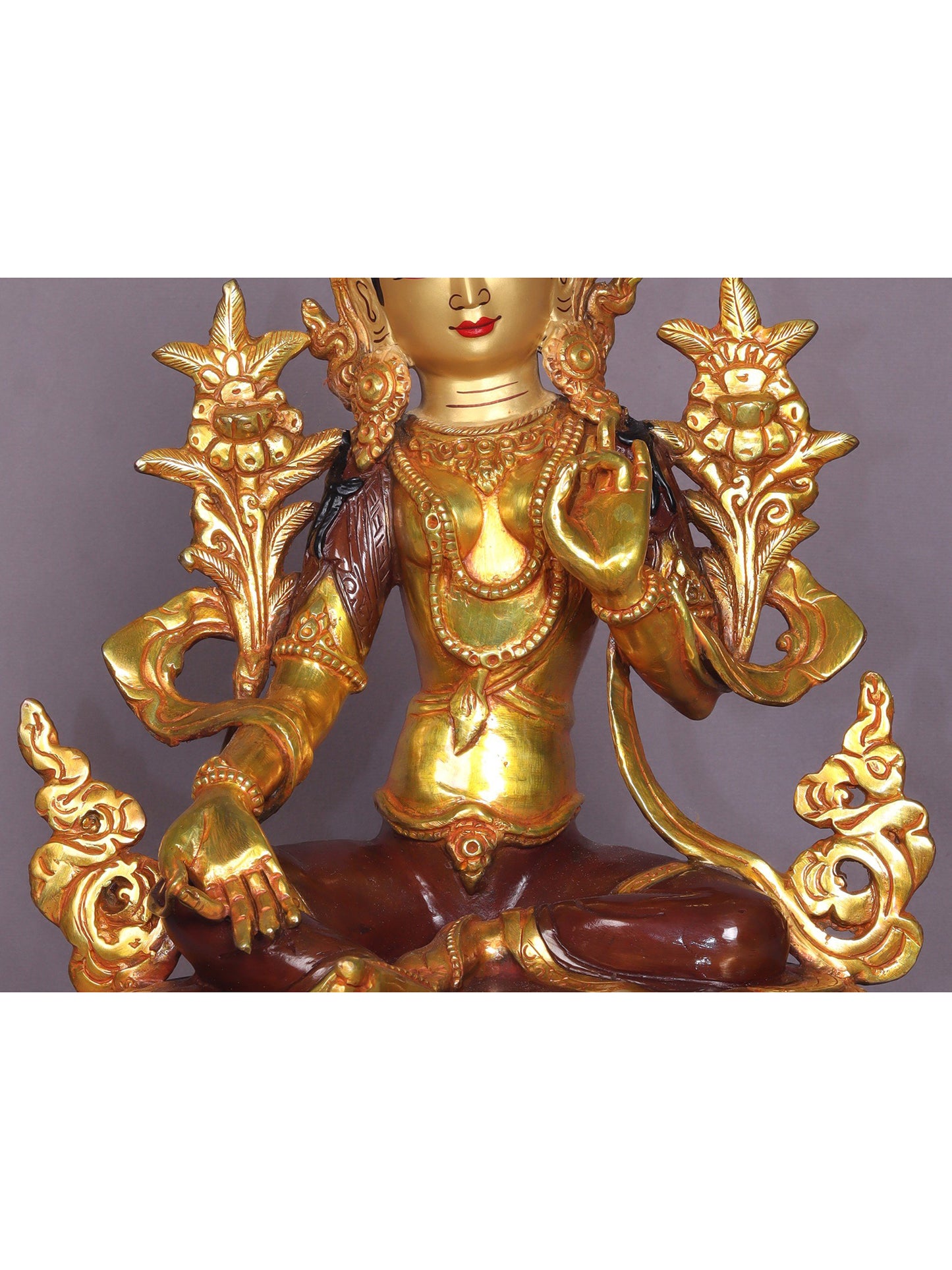 13" Goddess Green Tara Copper Statue From Nepal | Handmade | Goddess Copper Statue