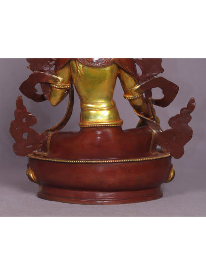 13" Goddess Green Tara Copper Statue From Nepal | Handmade | Goddess Copper Statue