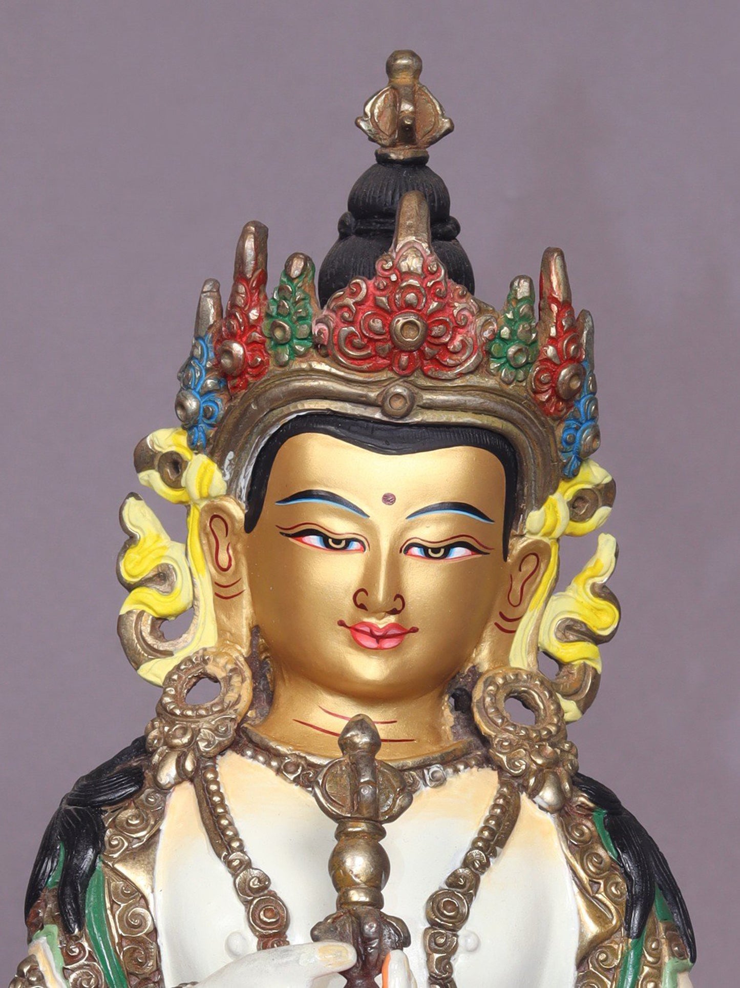 9" Colorful Vajrasattva Copper Statue From Nepal | Handmade | Buddhist Idol