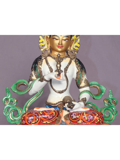 9" Colorful Vajrasattva Copper Statue From Nepal | Handmade | Buddhist Idol