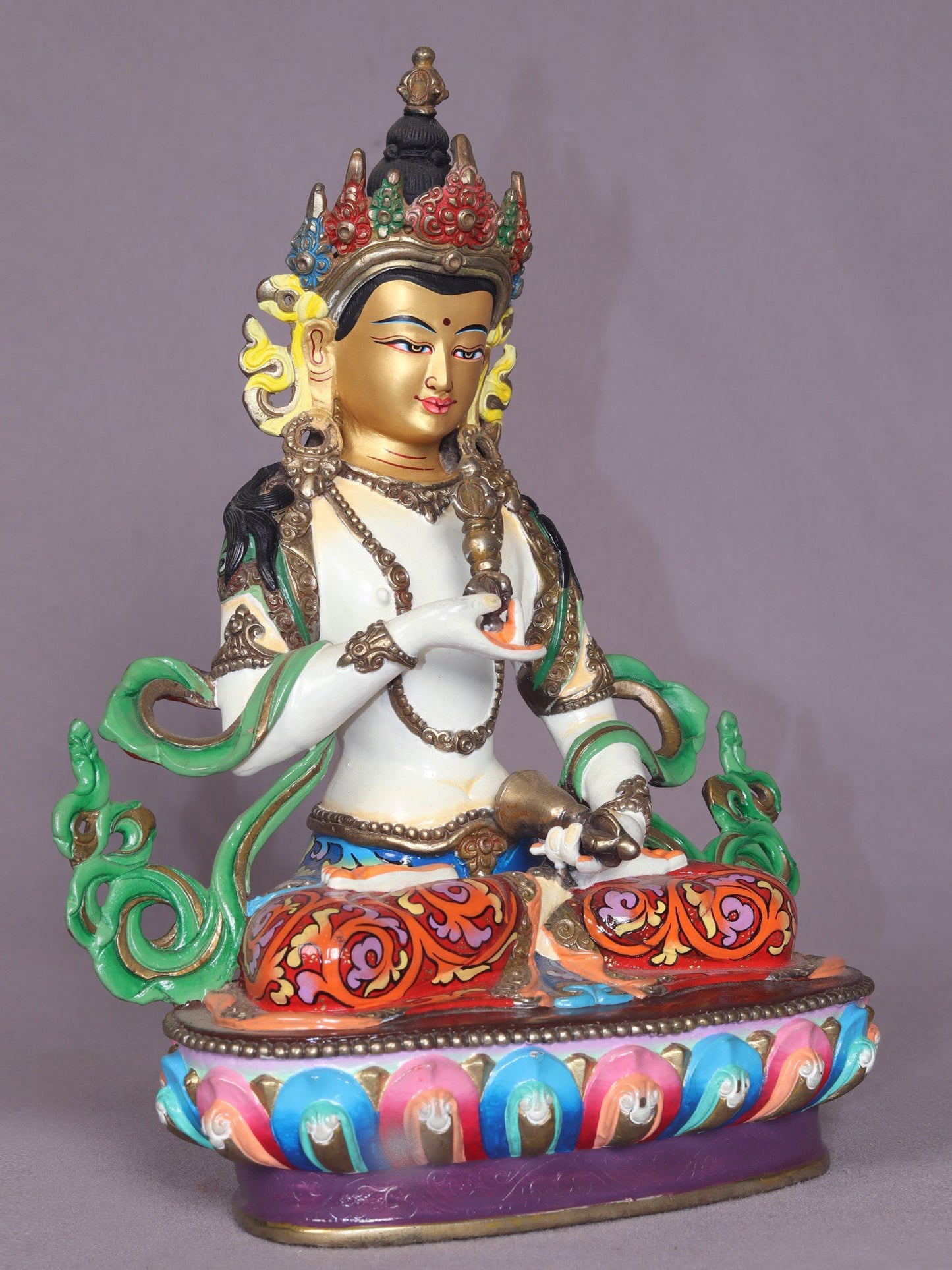 9" Colorful Vajrasattva Copper Statue From Nepal | Handmade | Buddhist Idol