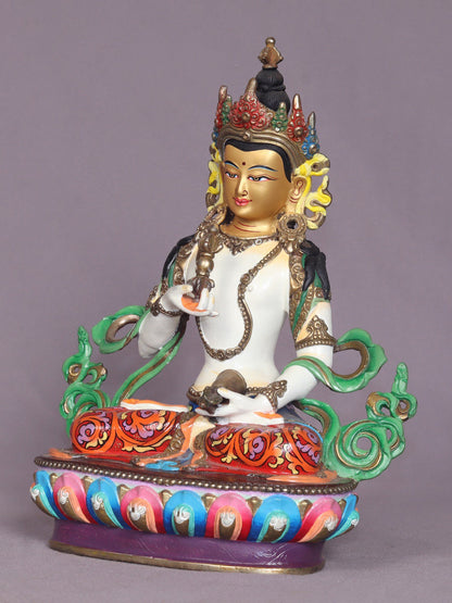 9" Colorful Vajrasattva Copper Statue From Nepal | Handmade | Buddhist Idol