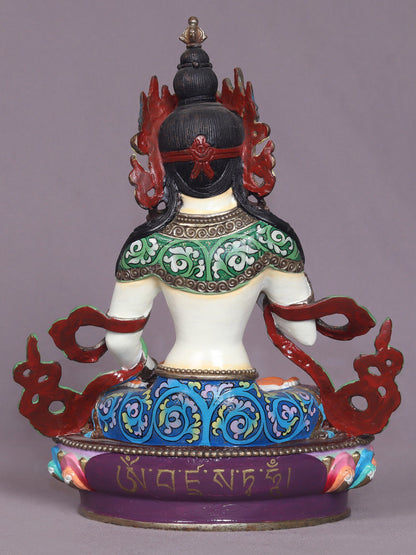 9" Colorful Vajrasattva Copper Statue From Nepal | Handmade | Buddhist Idol