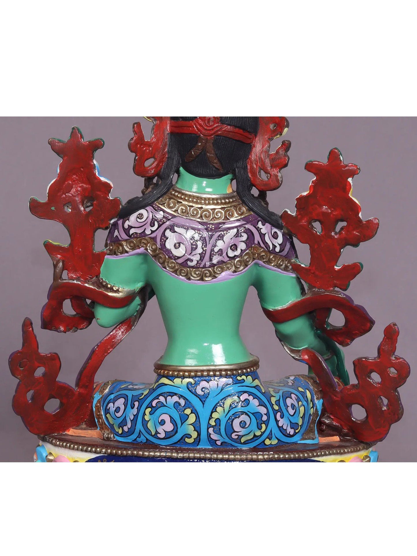 9" Colorful Buddhist Goddess Green Tara Copper Statue | Handmade | Goddess Statue