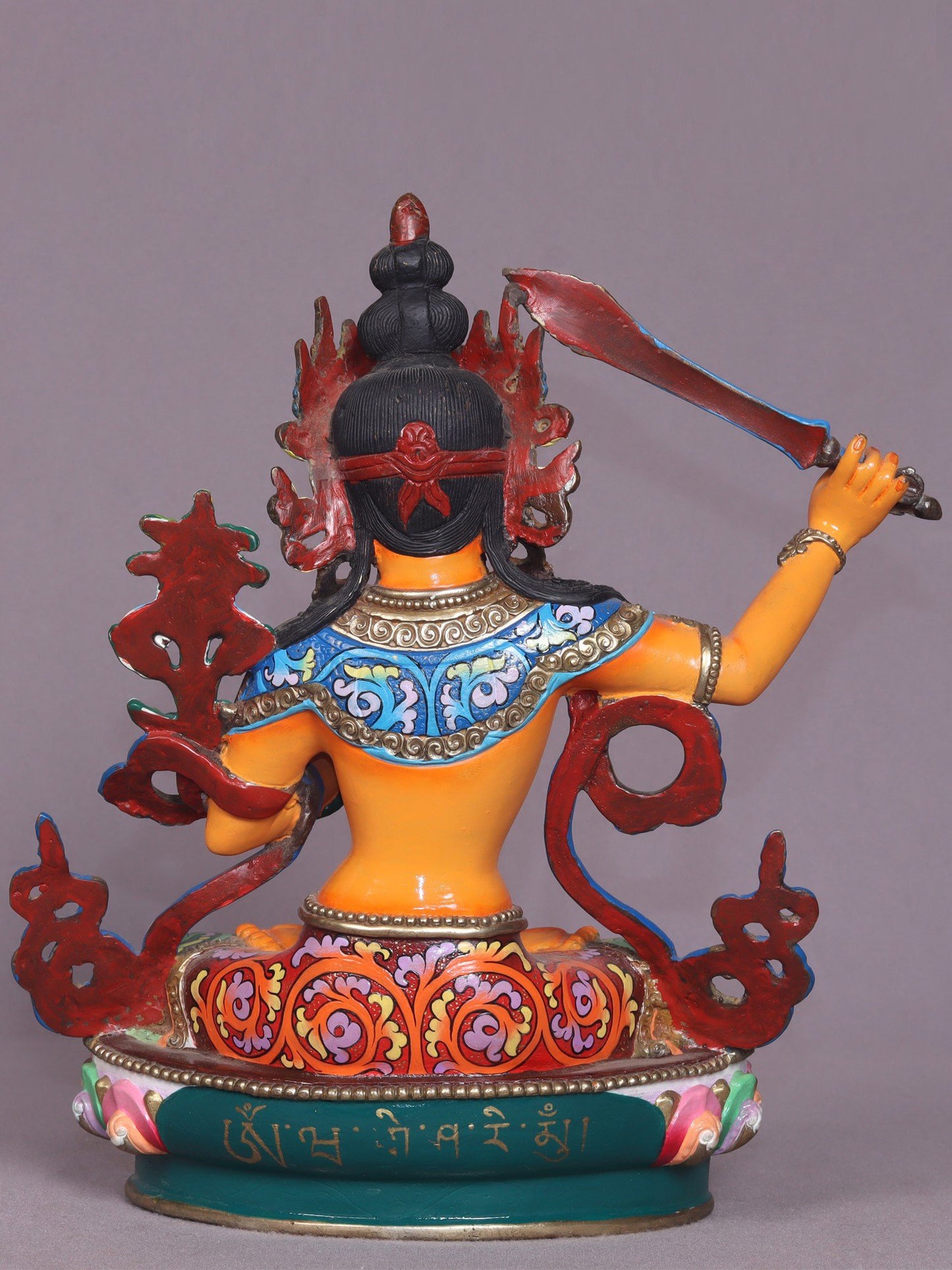 9" Colorful Manjushri Copper Statue From Nepal - Buddha Of Infinite Wisdom | Handmade