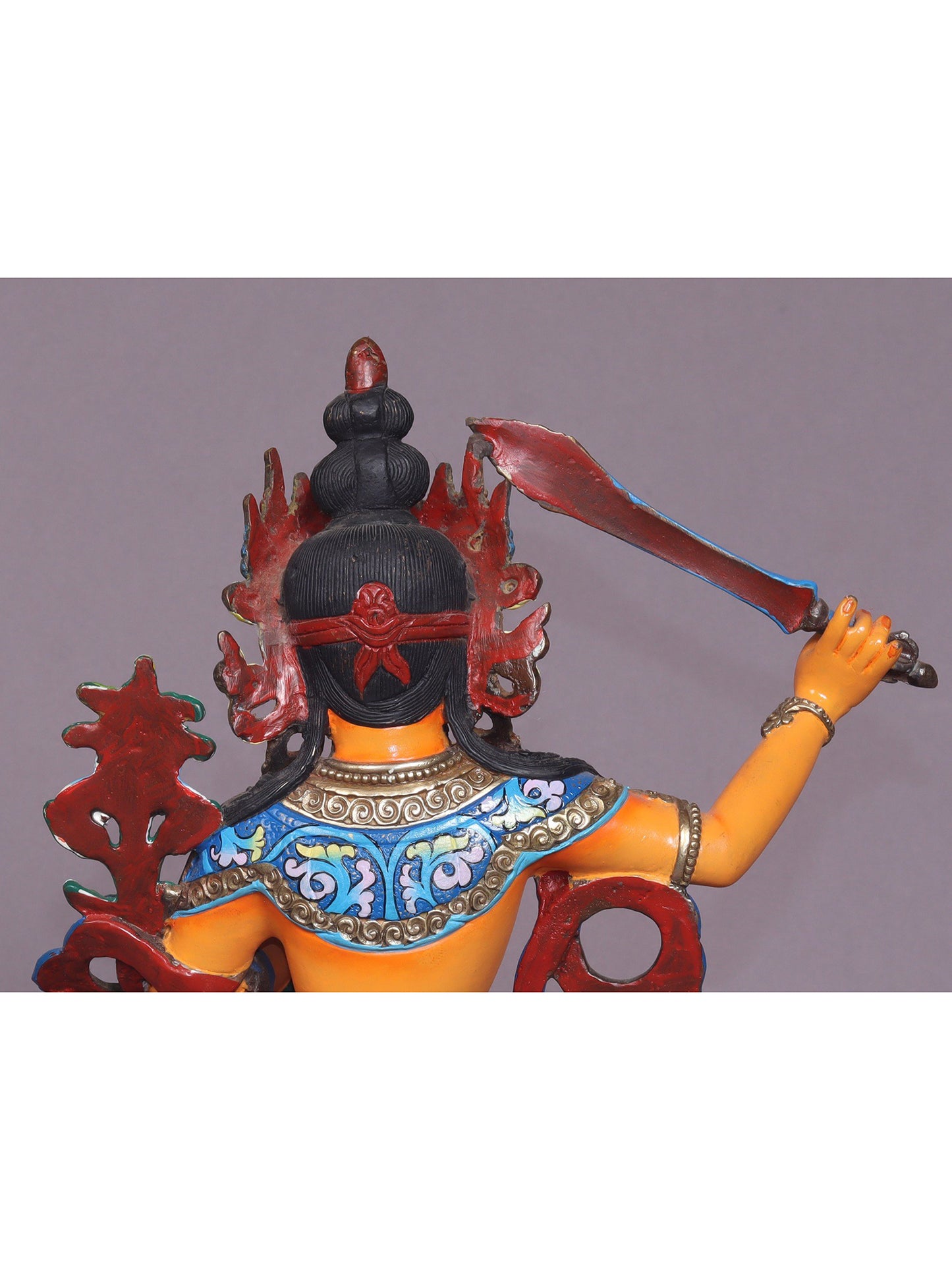 9" Colorful Manjushri Copper Statue From Nepal - Buddha Of Infinite Wisdom | Handmade