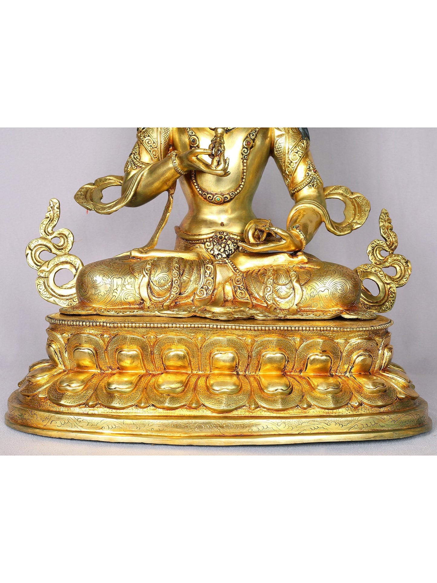 18" Gilded Copper Nepalese Statue Of Vajrasattva | Handmade | Buddhist Deity Idol