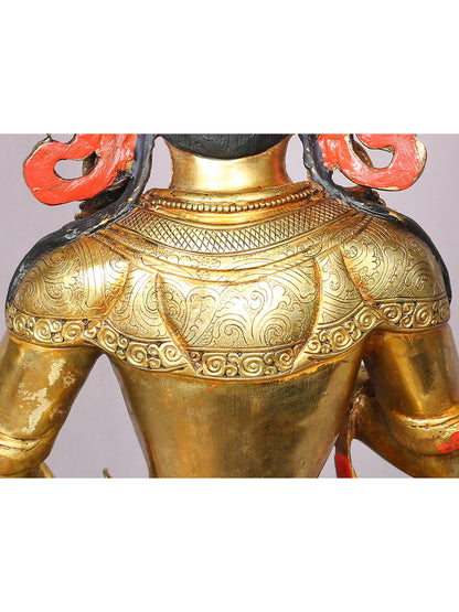 18" Gilded Copper Nepalese Statue Of Vajrasattva | Handmade | Buddhist Deity Idol