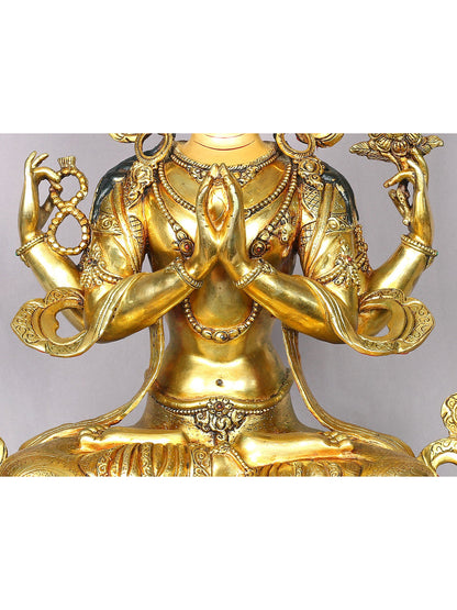 19" Chenrezig (Avalokiteshvara) From Nepal | Handmade Idol | Buddhist Statue