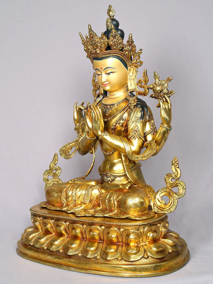 19" Chenrezig (Avalokiteshvara) From Nepal | Handmade Idol | Buddhist Statue