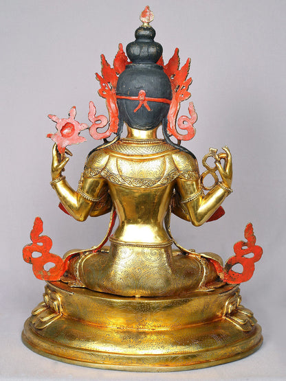 19" Chenrezig (Avalokiteshvara) From Nepal | Handmade Idol | Buddhist Statue